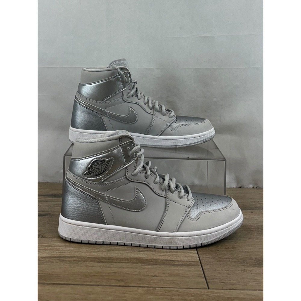 Air Jordan 1 High OG Metallic Silver Cool Grey Men's Sneakers Size 10.5